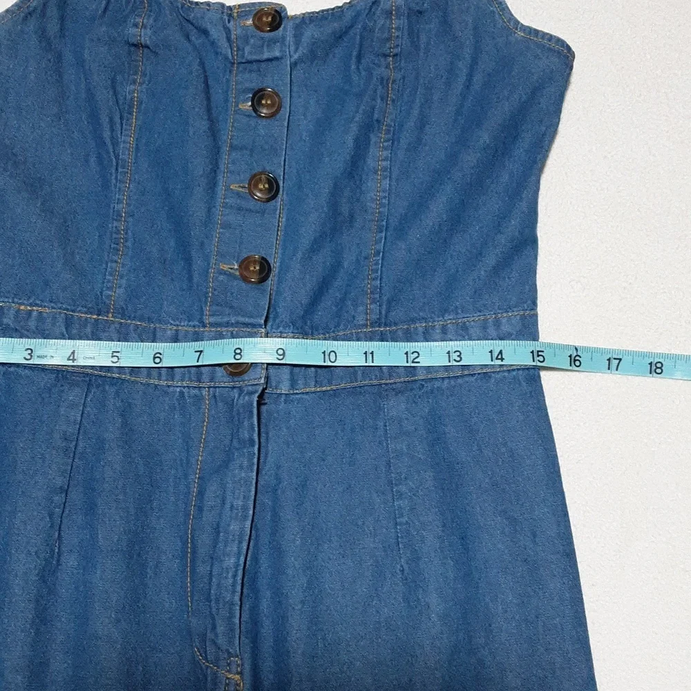 Sincerely Jules 100 % Cotton Women's Blue Denim Jumsuit Size L. Missing Belt.